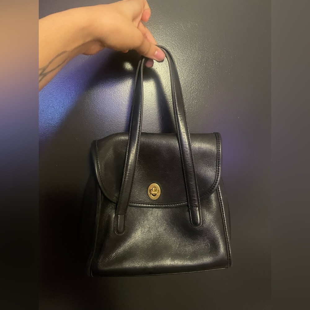 Vintage Coach Black leather top handle bag